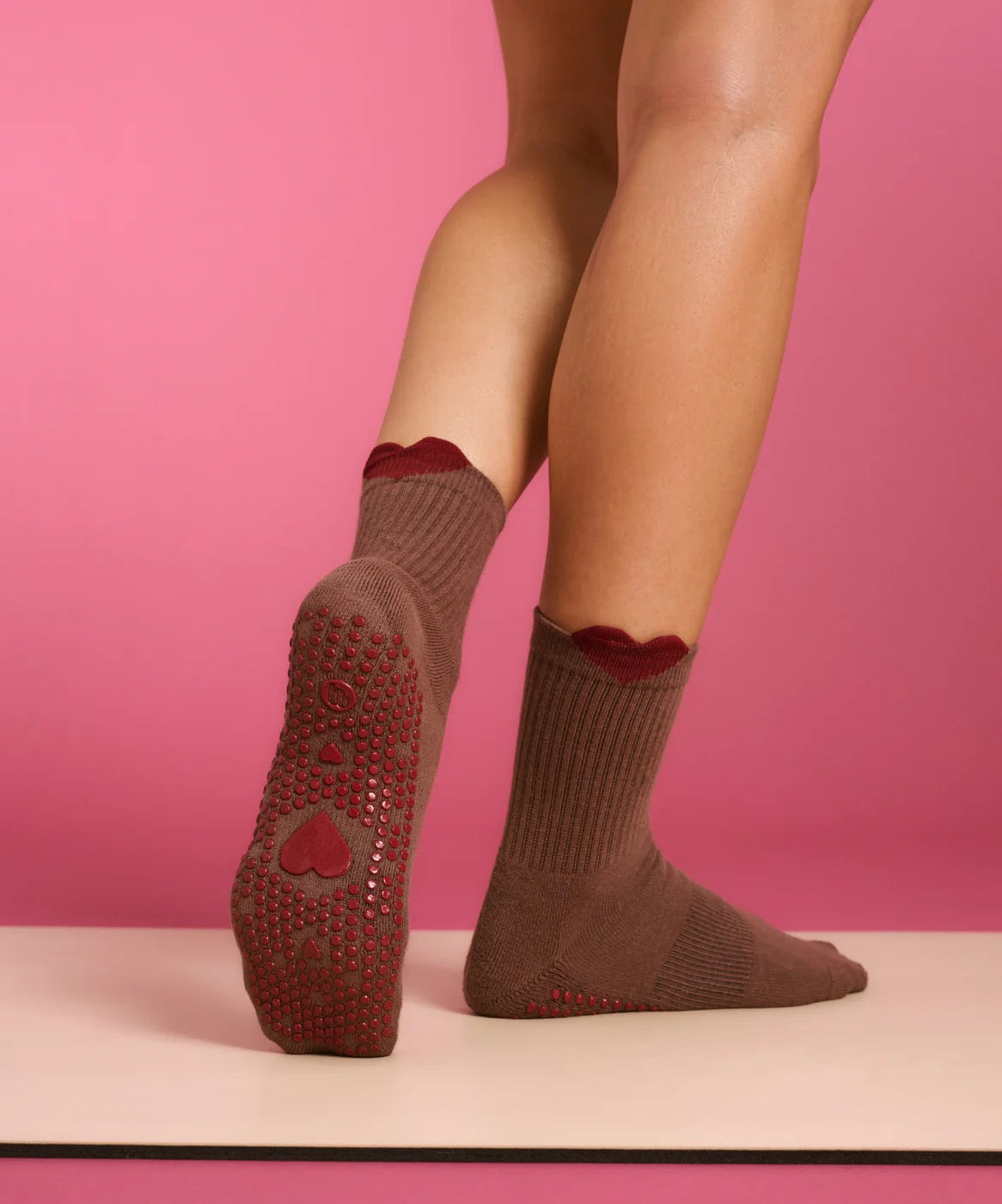MoveActive Crew Non Slip Grip Socks - Heartfelt
