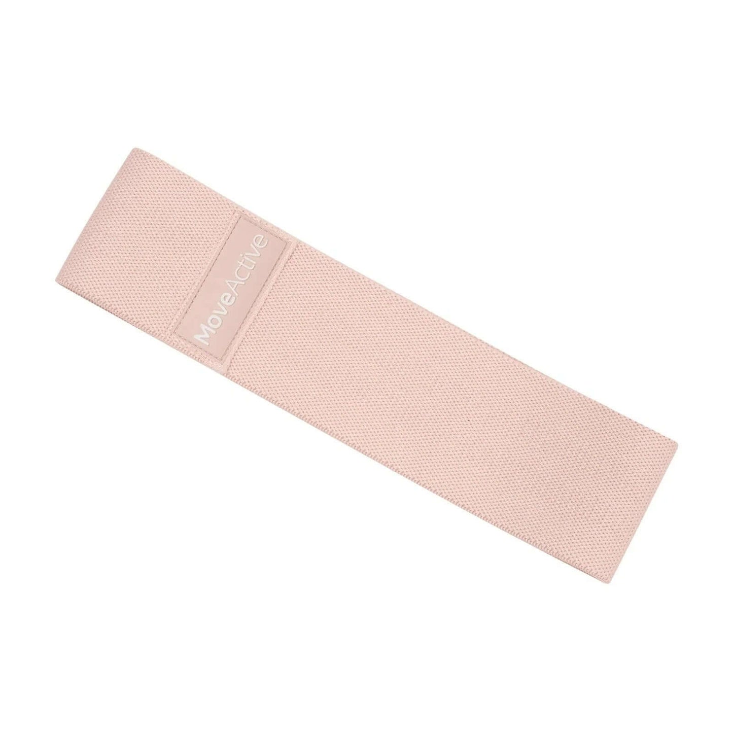 Outstretched soft pink resistance band on white background