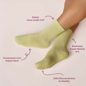 ÔWEAR Essentials Pilates Grip Socks in Lime, view 4