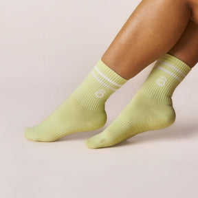 ÔWEAR Crew Sporty Stripes Pilates Grip Socks in Lime