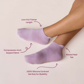 ÔWEAR Low Rise Pilates Grip Socks in Lilac, view 4
