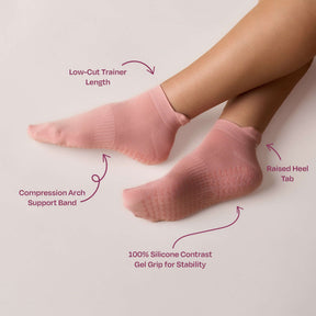 ÔWEAR Low Rise Pilates Grip Socks in Rose, view 4
