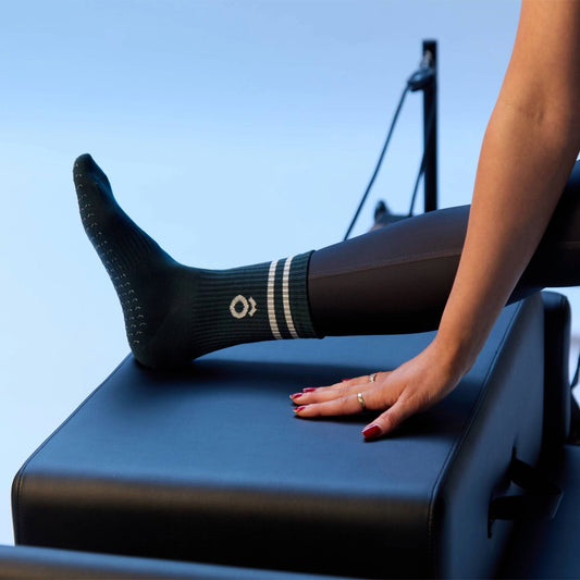 Crew Sporty Stripes Pilates Grip Socks - Forest Green