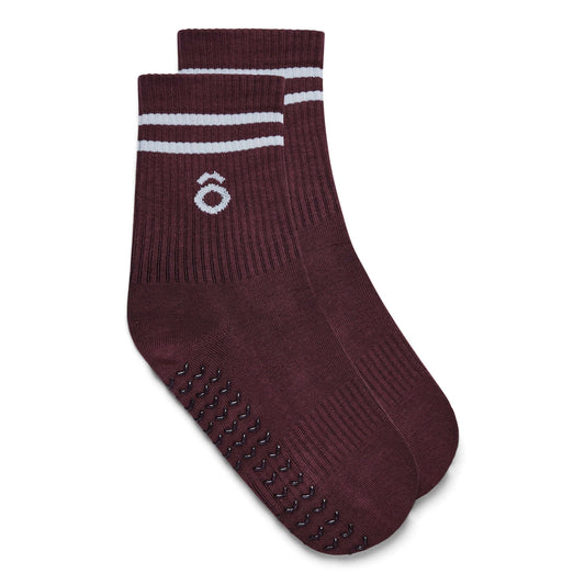 ÔWEAR Crew Sporty Stripes Pilates Grip Socks - Magenta