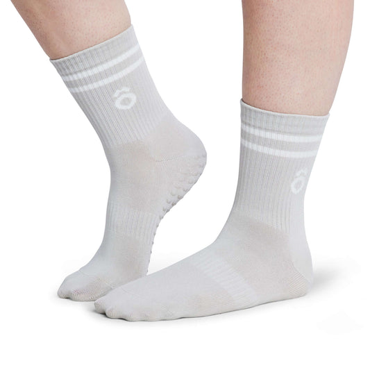 Crew Sporty Stripes Pilates Grip Socks - Timber Wolf
