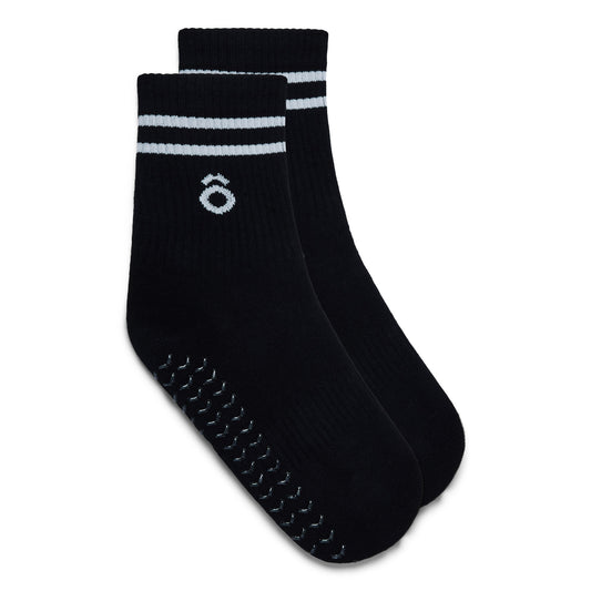 ÔWEAR Crew Sporty Stripes Pilates Grip Socks - Black