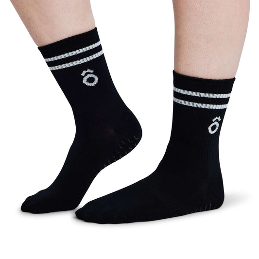 Crew Sporty Stripes Pilates Grip Socks - Black