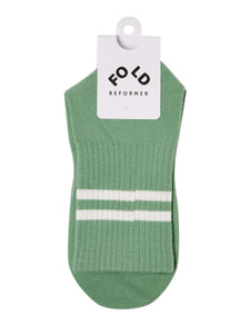 FOLD Crew Grip Socks - Sporty Stripe Sage Mist