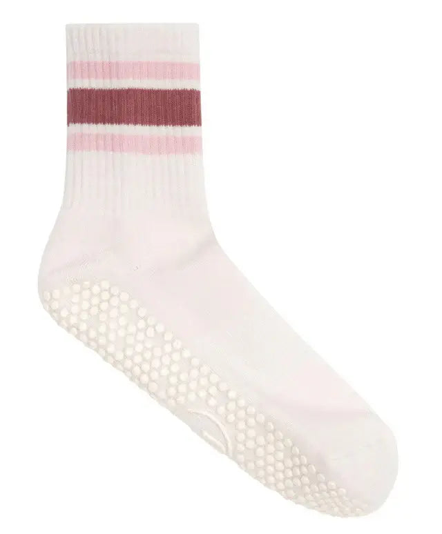 MoveActive Crew Grip Socks - Ribbed Sporty Stripe Blush