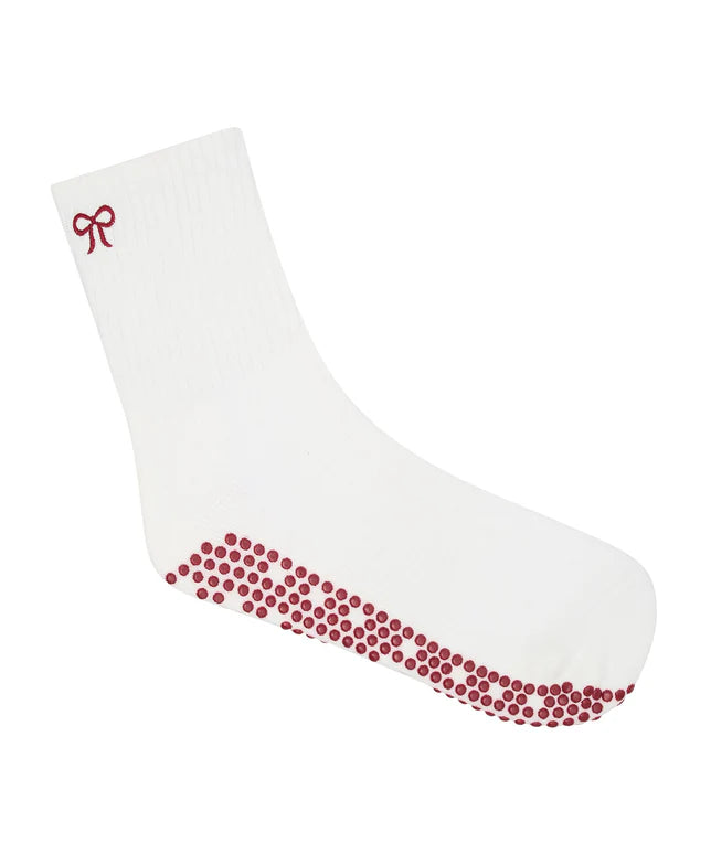 MoveActive Crew Grip Socks - Whimsy Bow White