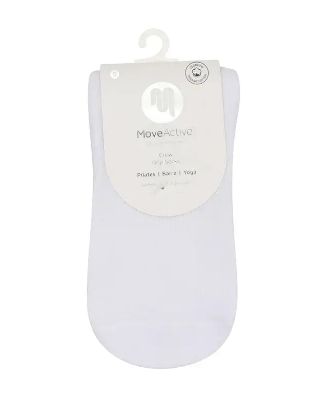 MoveActive Crew Grip Socks - Whimsy Bow White