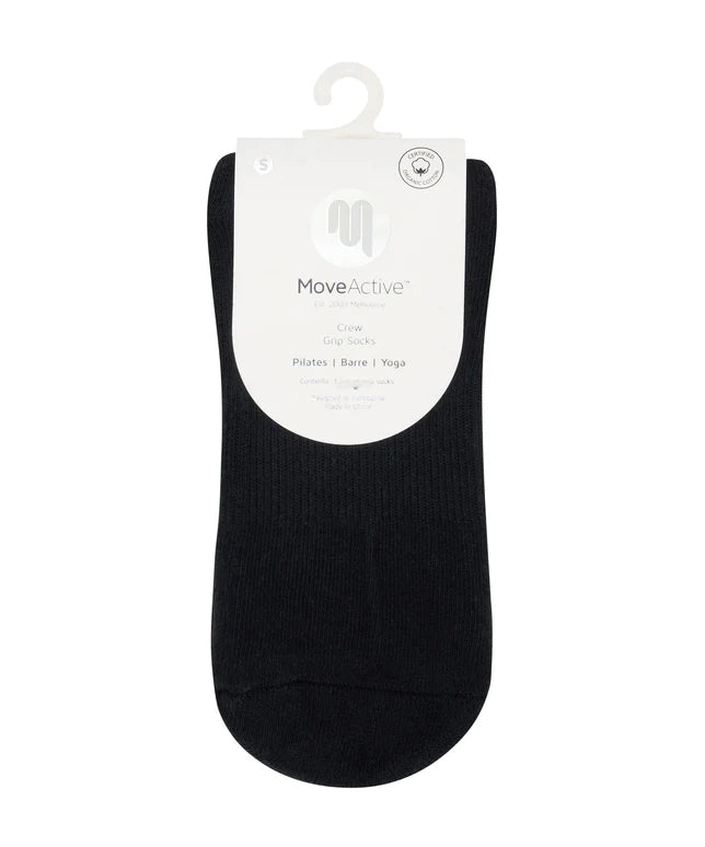 Crew Pilates Grip Socks - Whimsy Bow Black