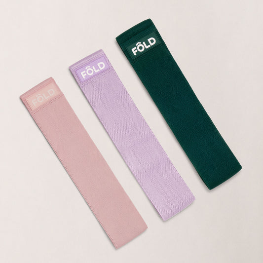 Pilates Resistance Bands Bundle - Rose Pink, Thistle Purple, Forest Green