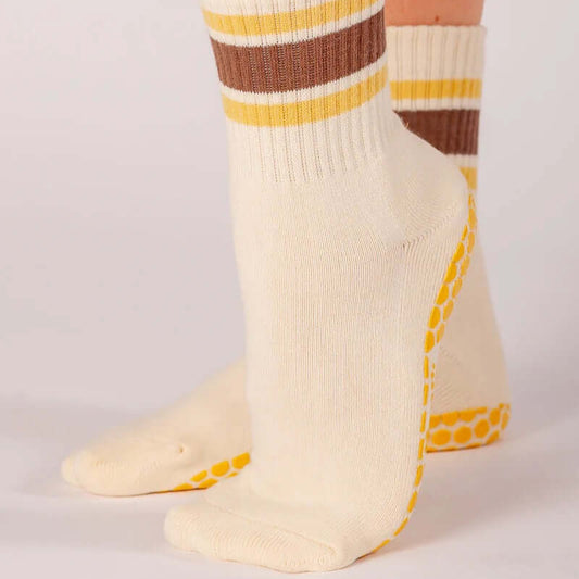 Grip-Socken – Honig- und Kakaostreifen