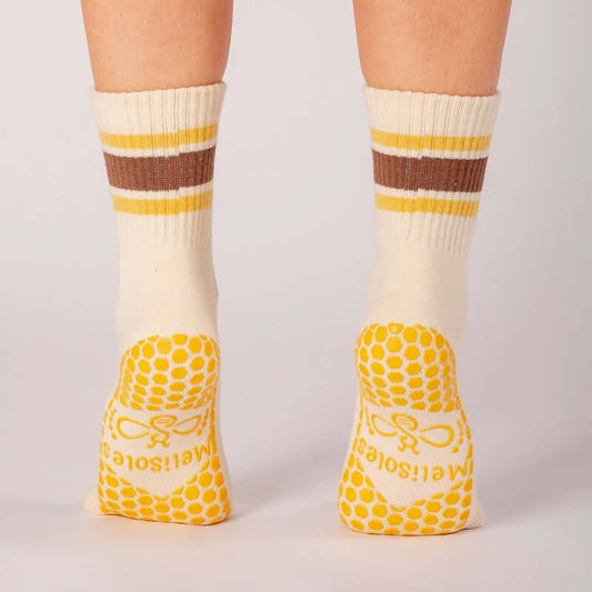 Grip-Socken – Honig- und Kakaostreifen