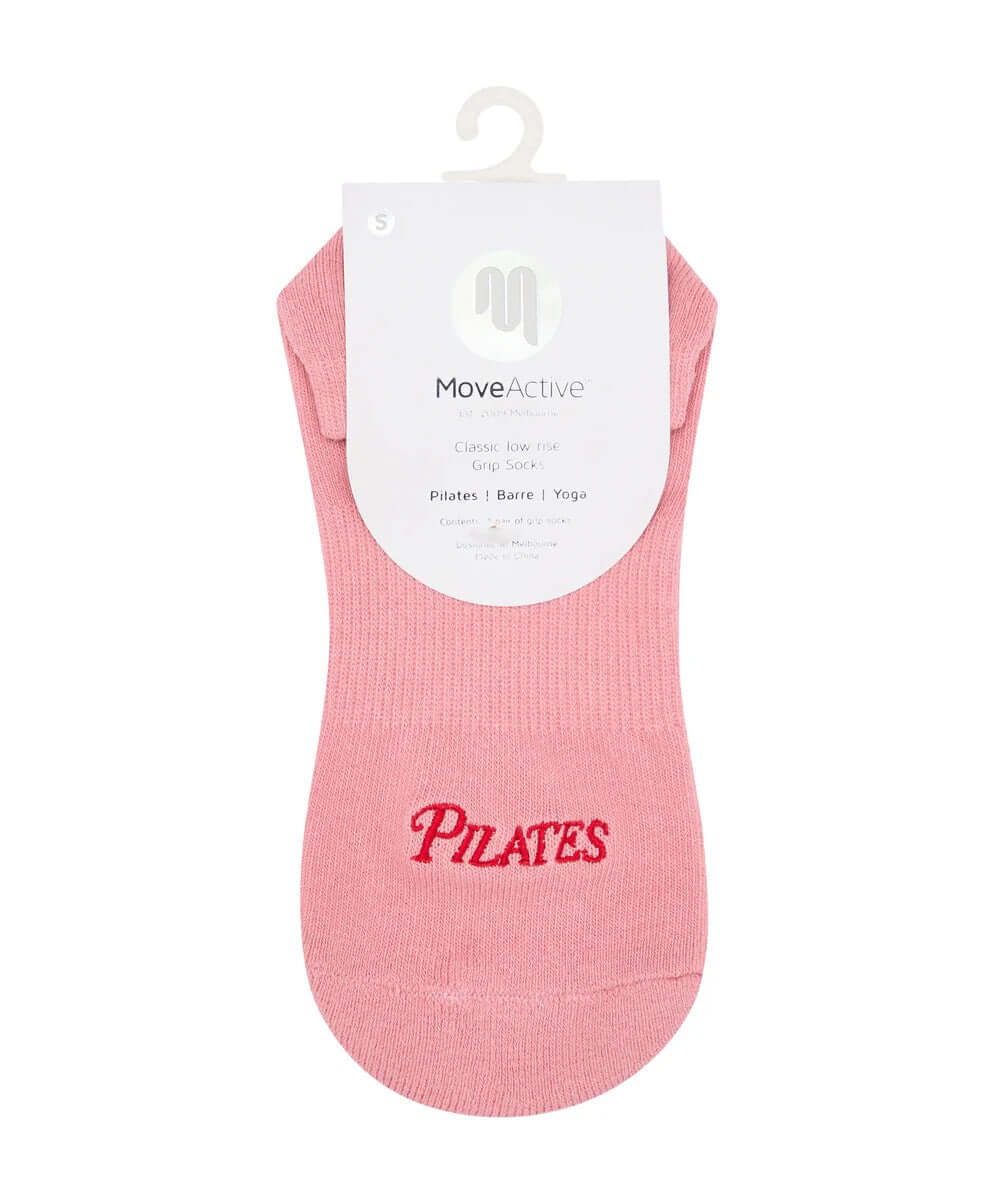 Low Rise Grip Socks - Pilates Club Rose