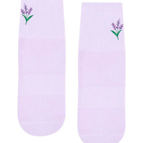 Pair of Lavender Haze Pilates grip socks front view 