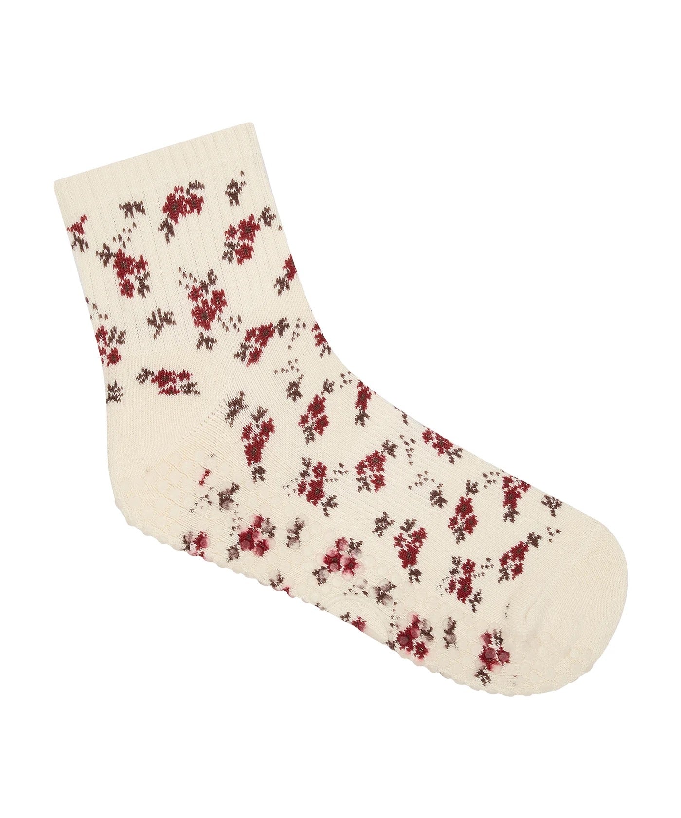 Quarter Crew Grip Socks - Ditsy Floral