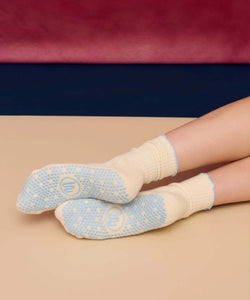 Vintage ivory MoveActive crew grip socks featuring organic cotton and versatile design for relaxed fit and comfort.