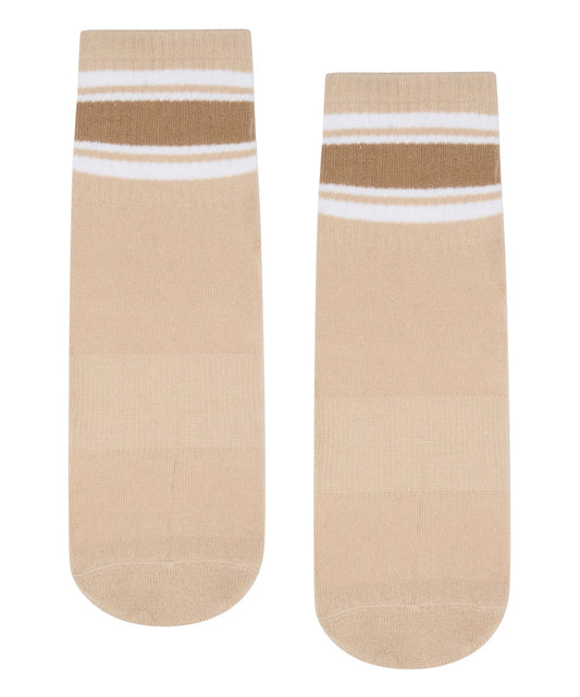 Move Active Scrunch Grip Socks - Beige Stripes