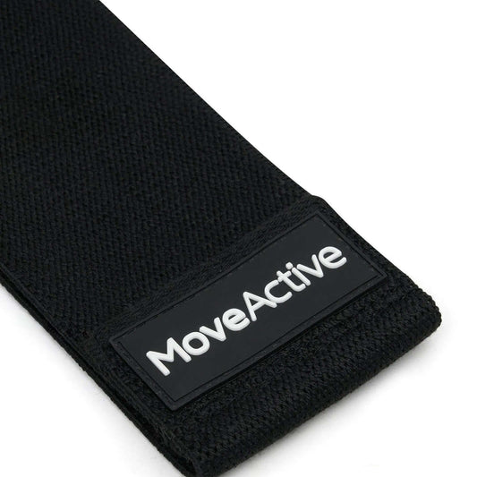 Black Moveactive resistance close up laid out on white background