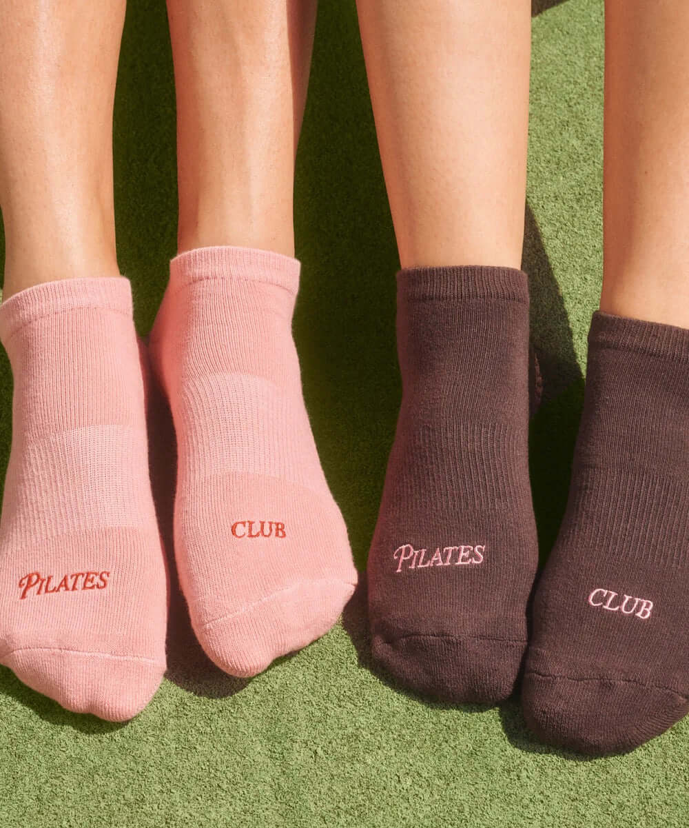 Low Rise Grip Socks - Pilates Club Rose