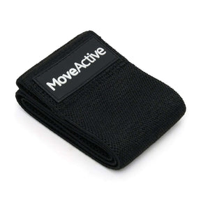 Black Moveactive heavy resistance band folded on white background