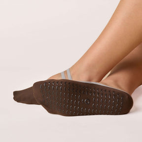 Ballet Grip Socks - Cocoa with non-slip grip sole, perfect for barre, Pilates, yoga, and studio movement exercises.
