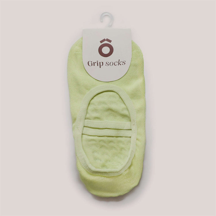 Ballet Grip Socks - Lime displayed with grip design and soft fabric for barre and yoga workouts.