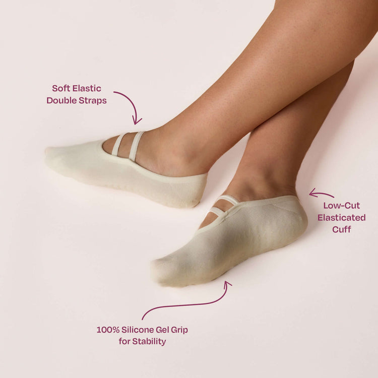 ÔWEAR Ballet Grip Socks in Off White, view 4
