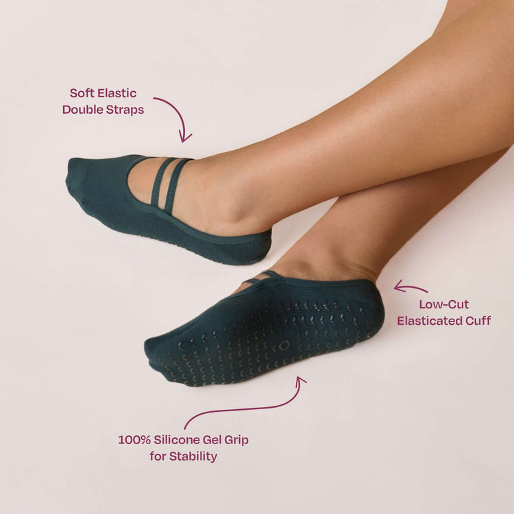 ÔWEAR Ballet Grip Socks in Forest Green, view 4