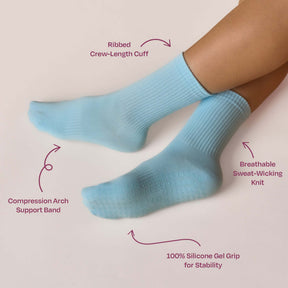 ÔWEAR Essentials Pilates Grip Socks in Baby Blue, view 4