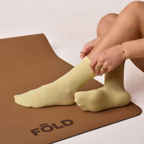 ÔWEAR Essentials Pilates Grip Socks in Butter Yellow, view 2