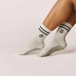 Everyday Crew Grip Socks - Forest Green showcasing non-slip soles in a stylish design for comfort and grip.