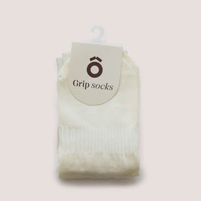 Everyday Crew Grip Socks - Grey grip socks in a soft cotton material with a non-slip design.