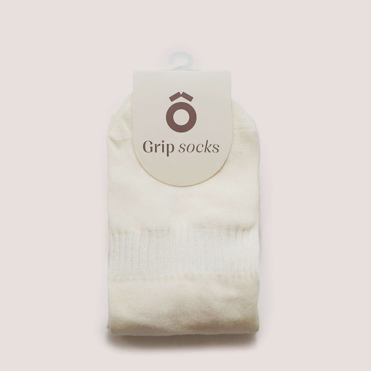 Everyday Crew Grip Socks - Rose, featuring non-slip grip and soft cotton for comfort and stability.