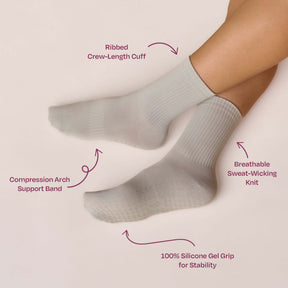 ÔWEAR Essentials Pilates Grip Socks in Grey, view 4