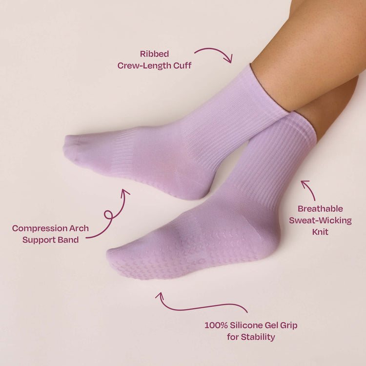 ÔWEAR Essentials Pilates Grip Socks in Lilac, view 4