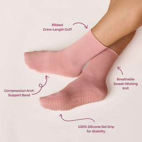 ÔWEAR Essentials Pilates Grip Socks in Rose, view 4