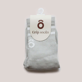 ÔWEAR Crew Sporty Stripes Pilates Grip Socks in Grey, view 5
