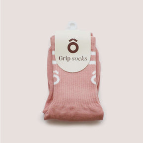 ÔWEAR Crew Sporty Stripes Pilates Grip Socks in Rose, view 5