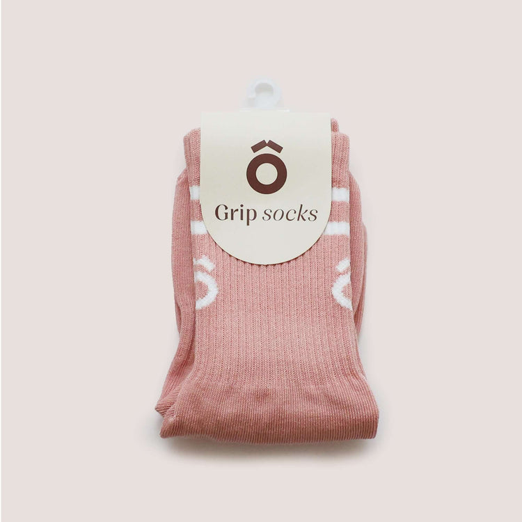 ÔWEAR Crew Sporty Stripes Pilates Grip Socks in Rose, view 5