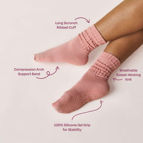 ÔWEAR Scrunch Pilates Grip Socks in Rose, view 4
