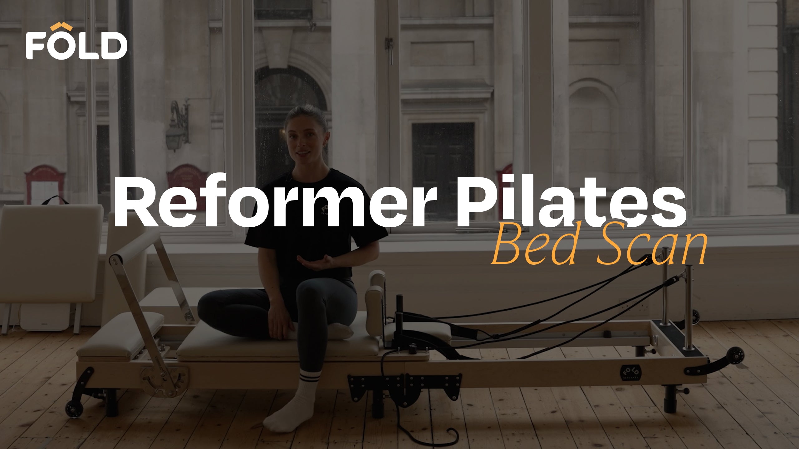 Load video: FOLD Reformer presents: Reformer Pilates Bed Scan. Explaining everything on your bed.