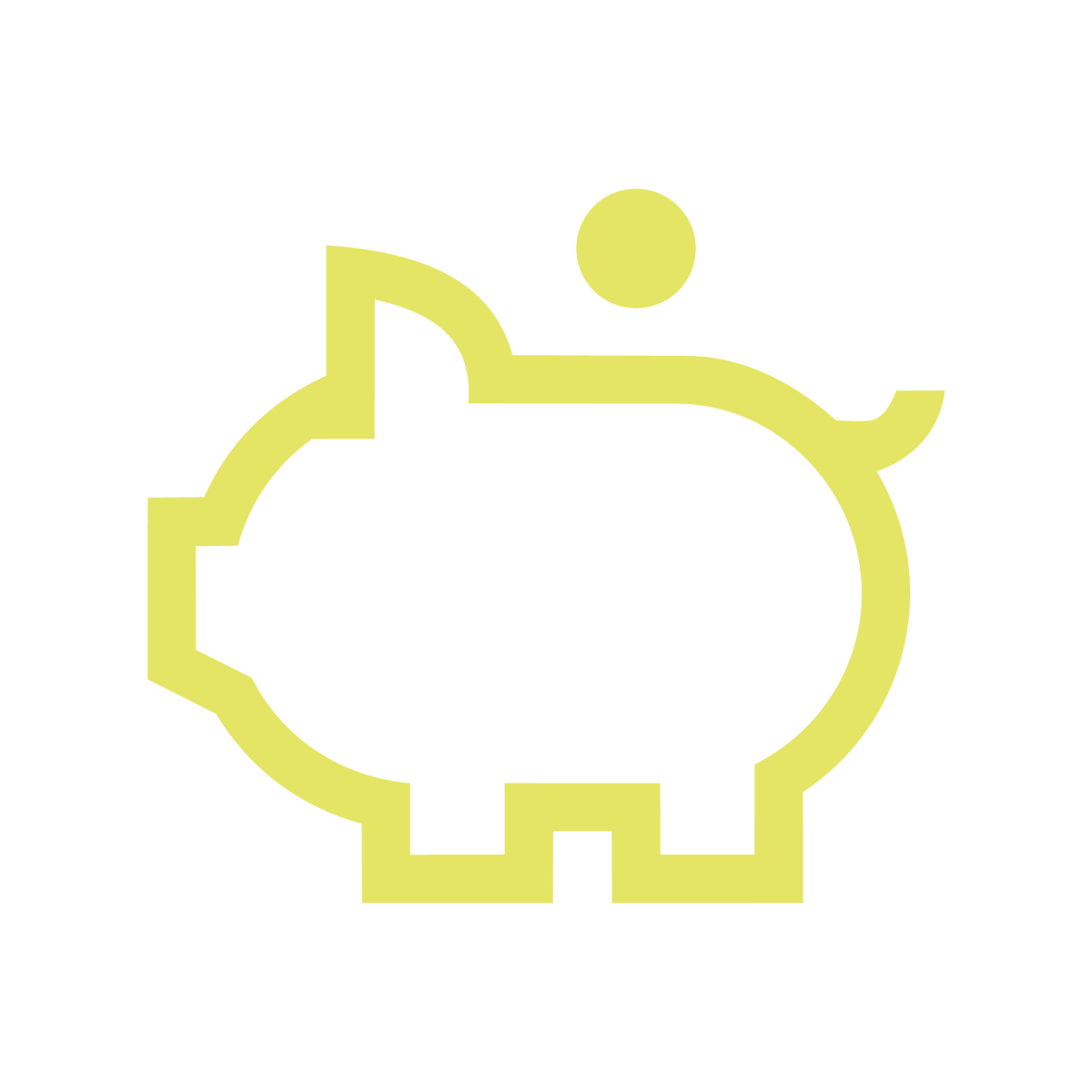 Simple yellow piggy bank icon representing savings and financial management.