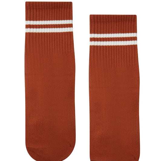 Pair of FOLD Caramel Striped Socks face on