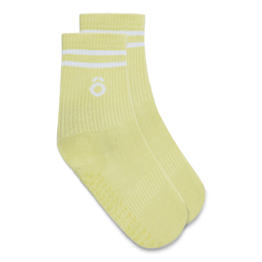 ÔWEAR Crew Sporty Stripes Pilates Grip Socks - Icterine Green