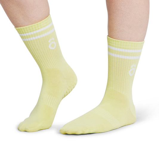 ÔWEAR Crew Sporty Stripes Pilates Grip Socks - Icterine Green