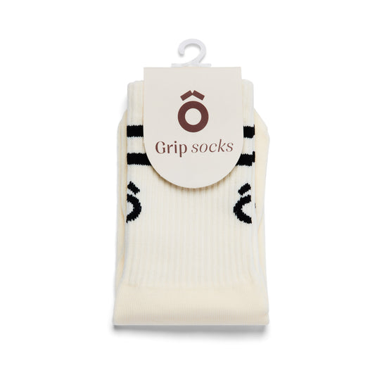 ÔWEAR Crew Sporty Stripes Pilates Grip Socks - White