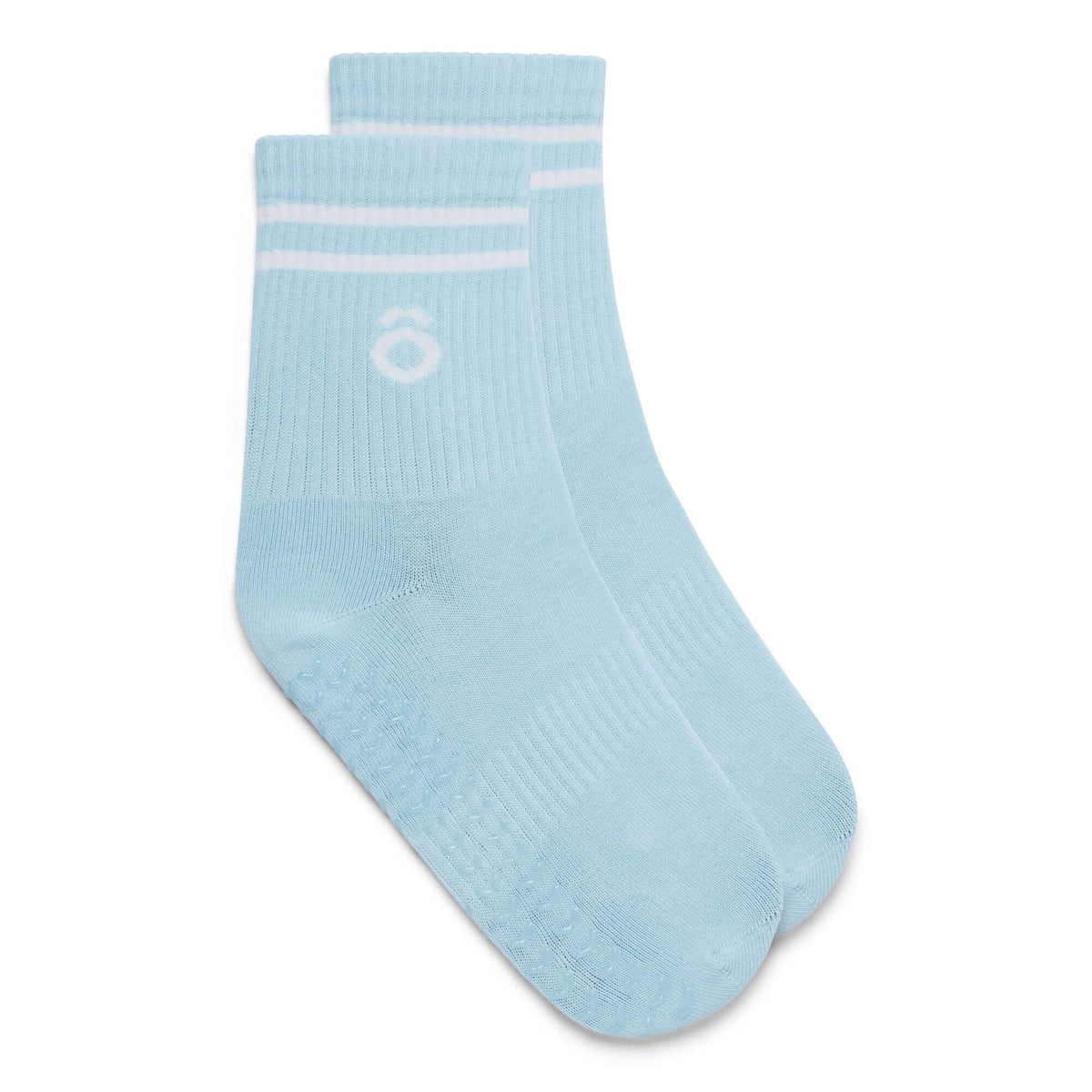 Crew Sporty Stripes Pilates Grip Socks Celestial